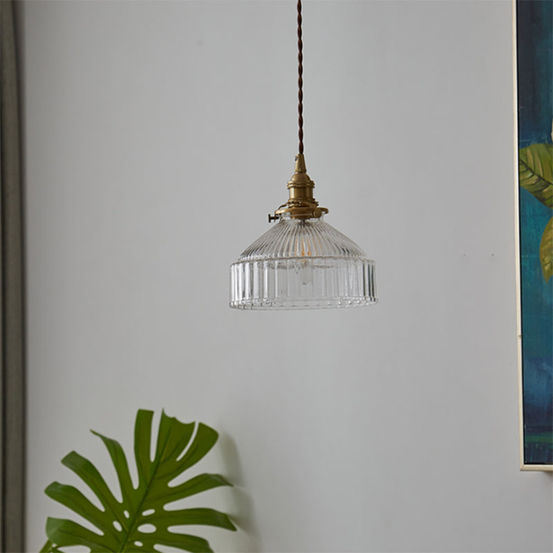 LoftLuxe Pendant - Rustieke Hanglamp met Gestreept Glas