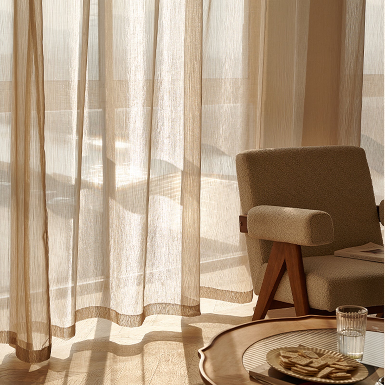 WeaveGlam Curtains - Elegante Transparante Woven Gordijnen voor Moderne Interieurs