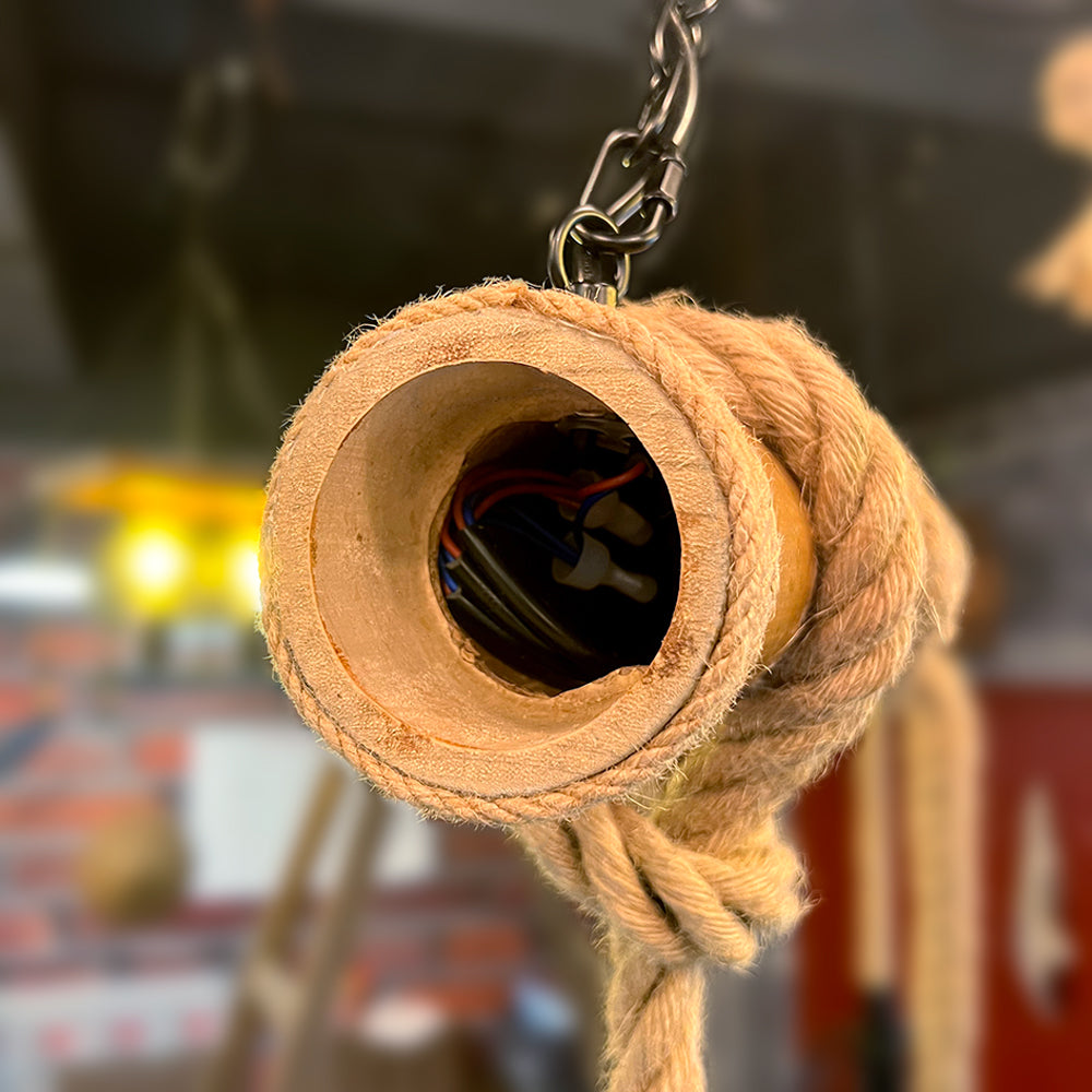 AlessioGlow - Retro Metal Hout Hanglamp voor Sfeervolle Interieurs