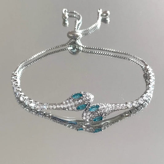 Elegante Zilveren Slangenarmband met Sprankelende Zirkonia - Lyra
