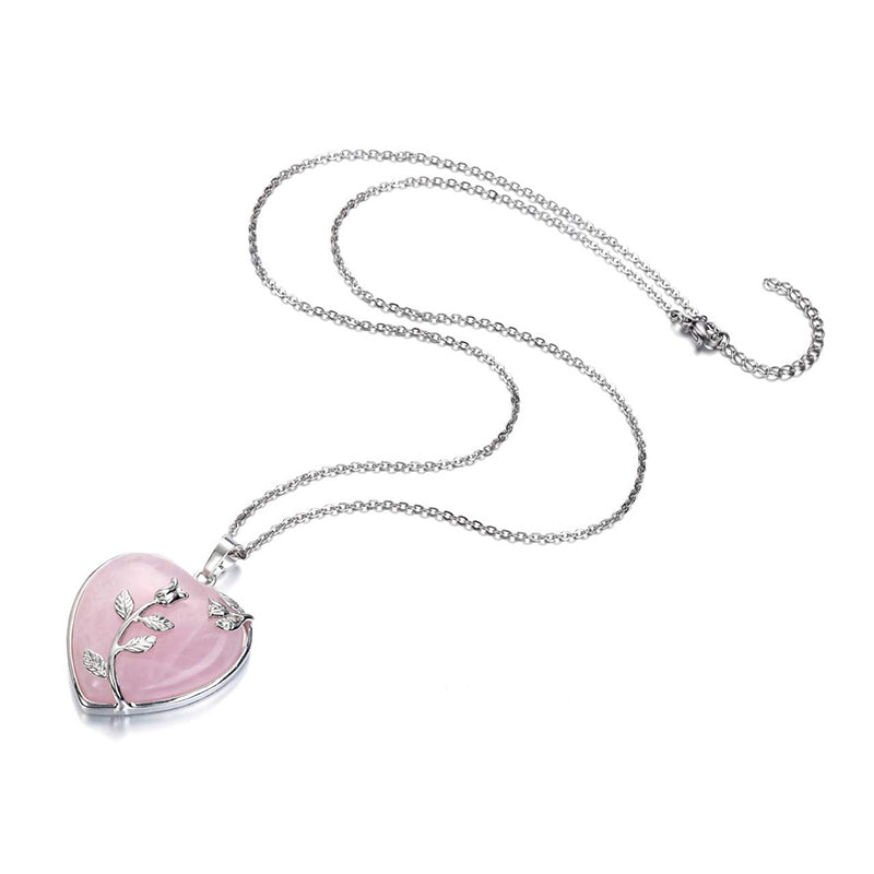 Elegante Hartvormige Rozenkwarts Halsketting - Amara Collection