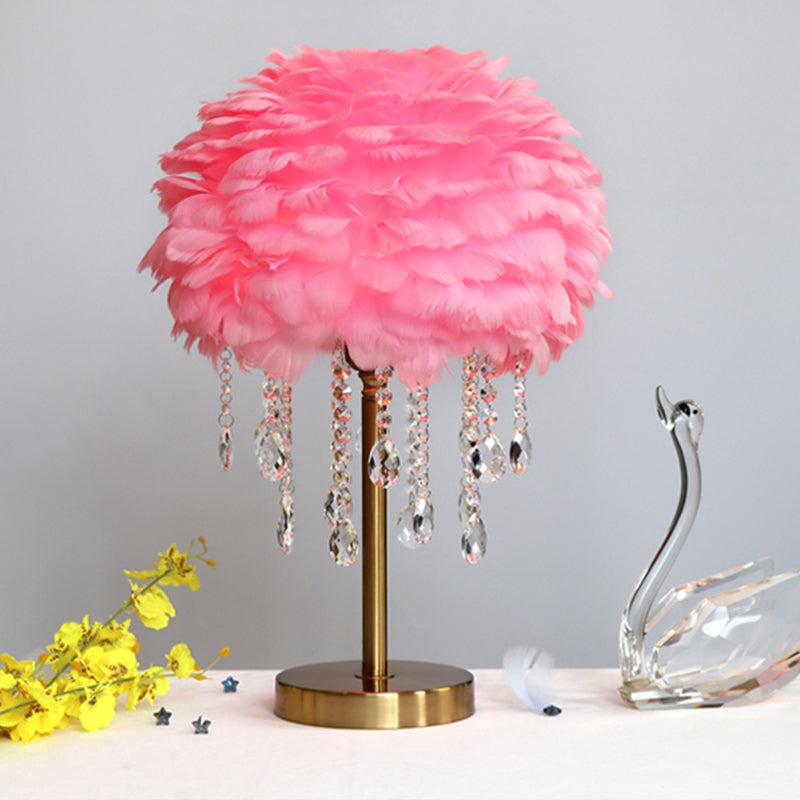 Romantische FeatherBeam - Moderne Veer 1-Licht Bedlamp met Kristallen Decor