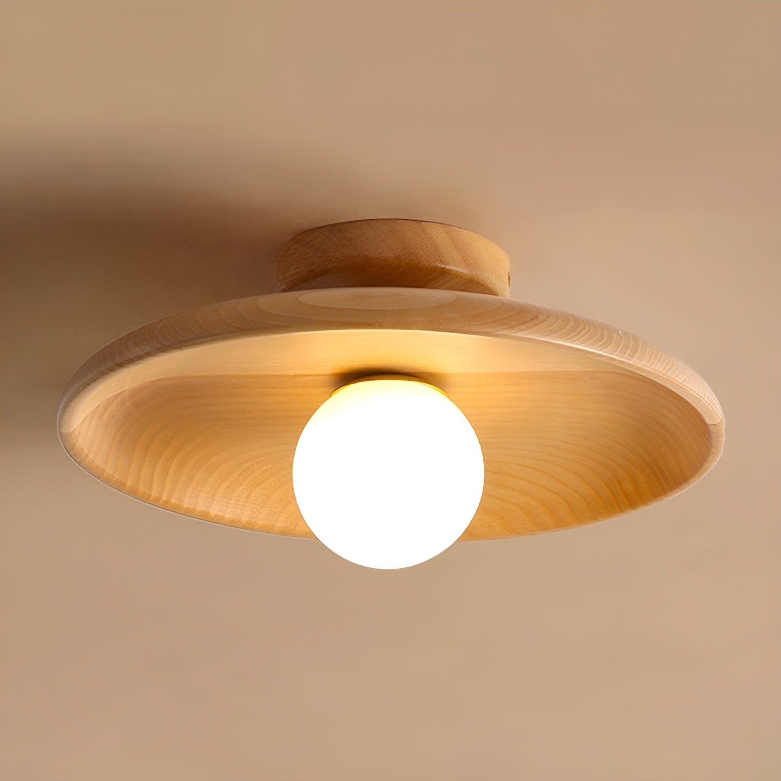 Elegante Houten Wabi Sabi Plafondlamp met LED - WoodBliss