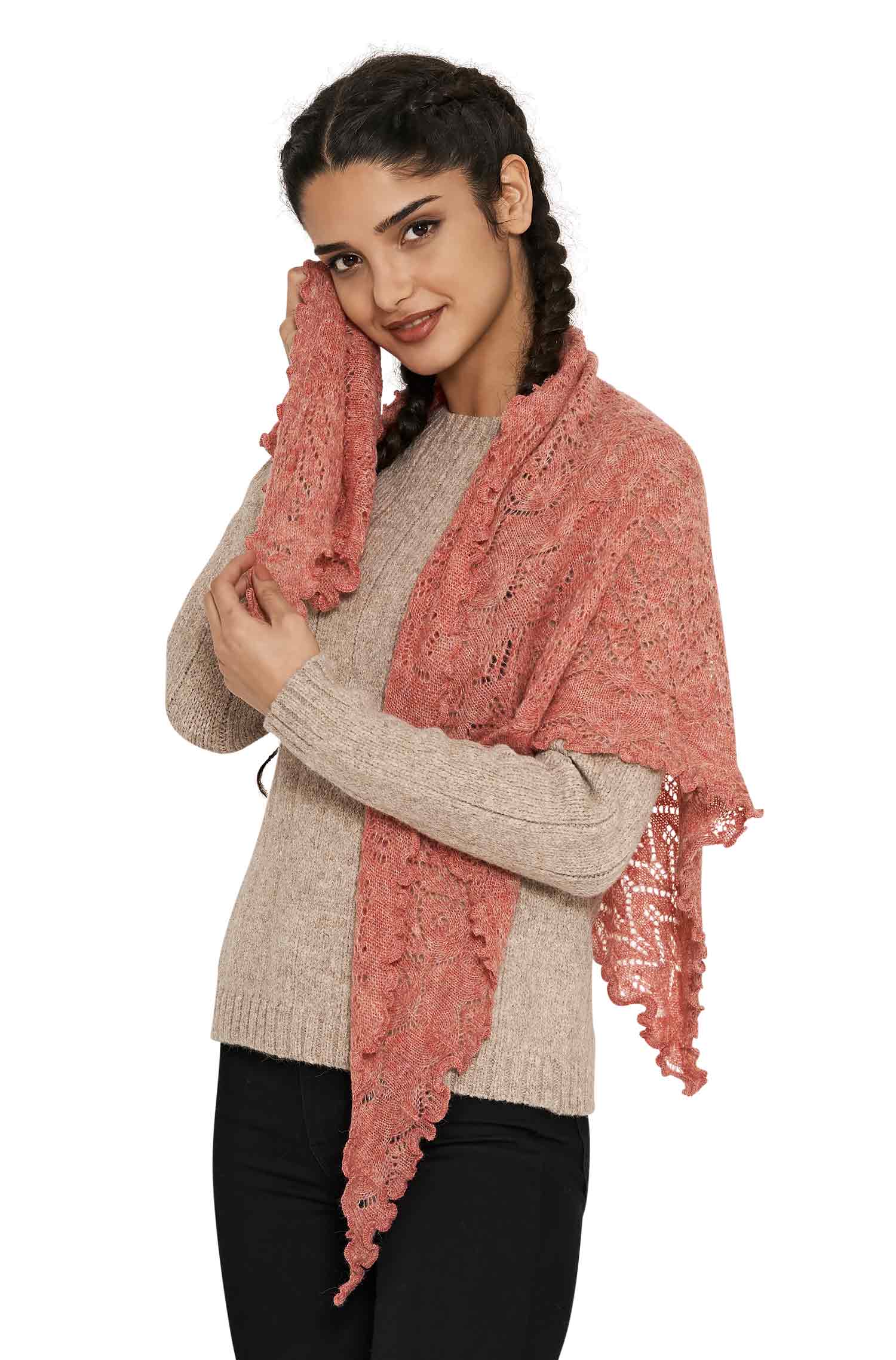 SoftWeave Scarf - Elegant Ajour Strick in Lichte Stof