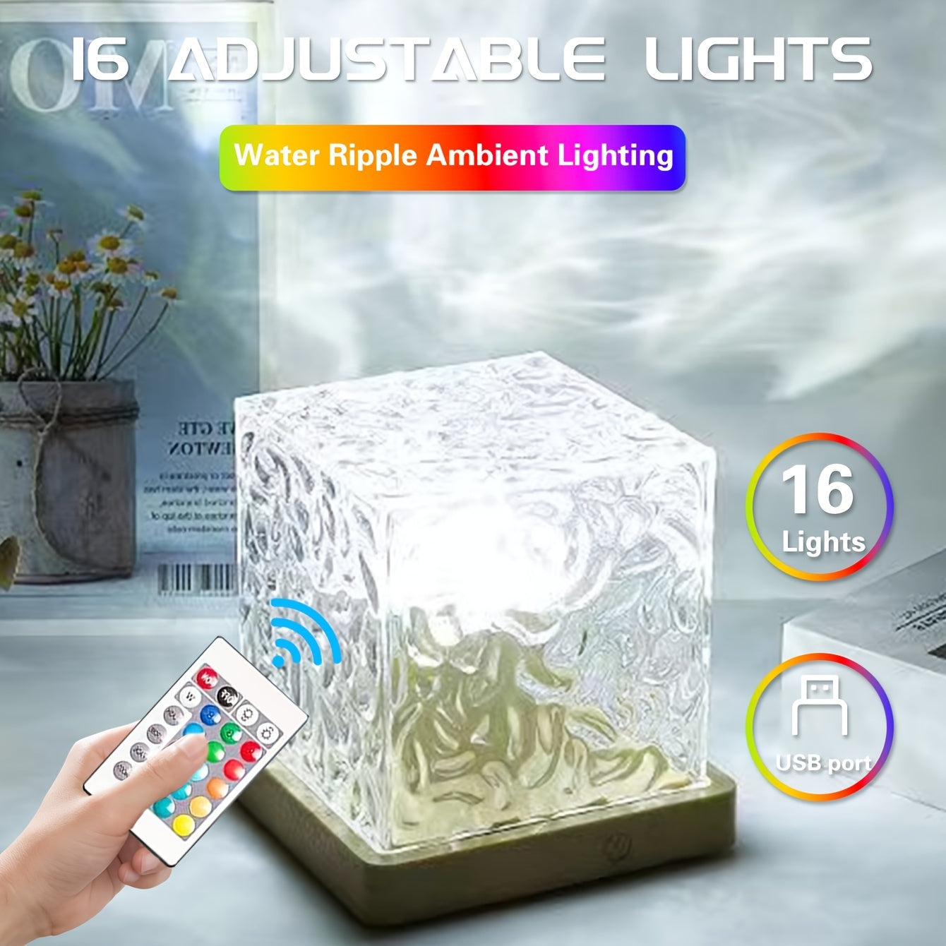 OceanWave - LED Nachtlamp met 16 Kleuren en Golfeffect