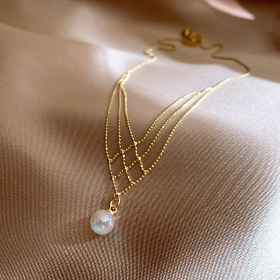 PearlGlow Necklace - Elegante Geweven Sieraad