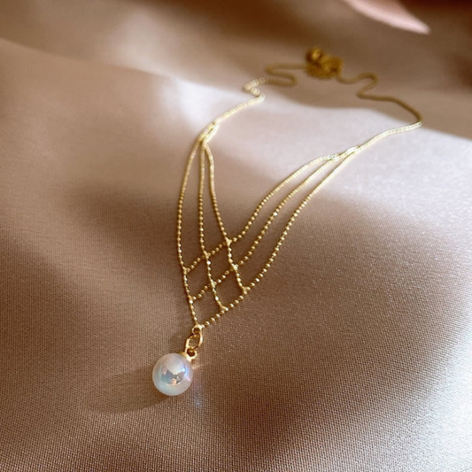 PearlGlow Necklace - Elegante Geweven Sieraad
