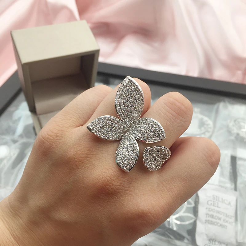 Statement Silver Flower Petal Ring | Bold and Elegant Design