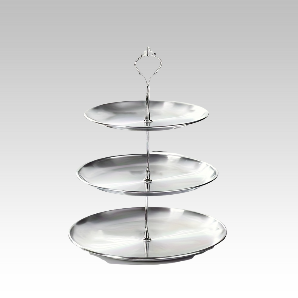 SteelTower - Elegante Drievoudige Serveerschaal voor Feestjes