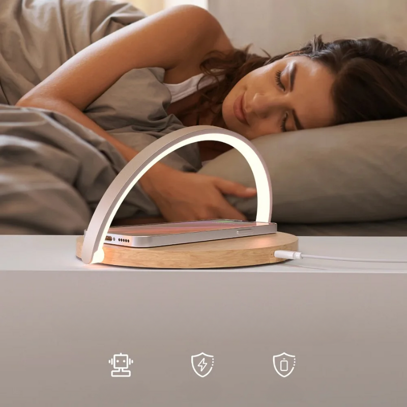 PowerGlow - Draadloze 15W Oplader met Bureau Lamp