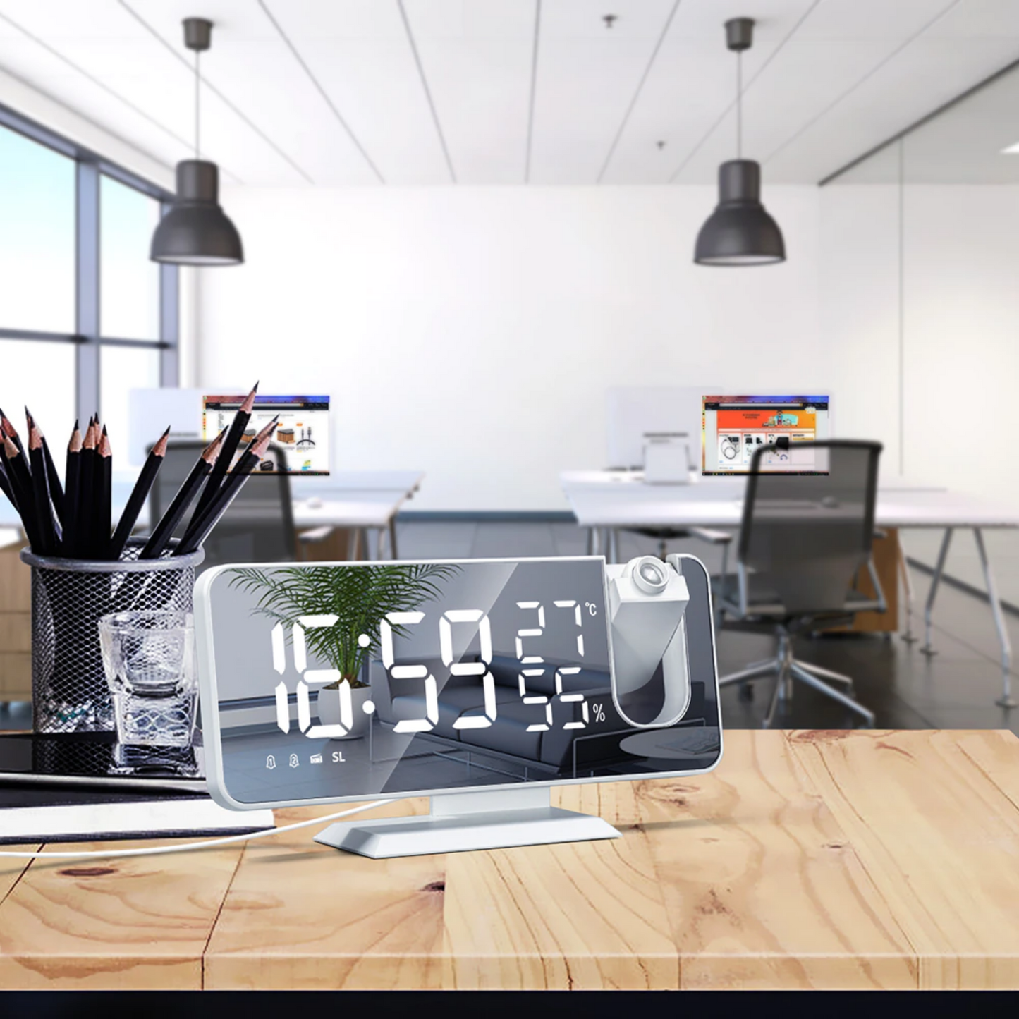 Astronatic™ Alarmklok - LED Scherm met 180° Projector