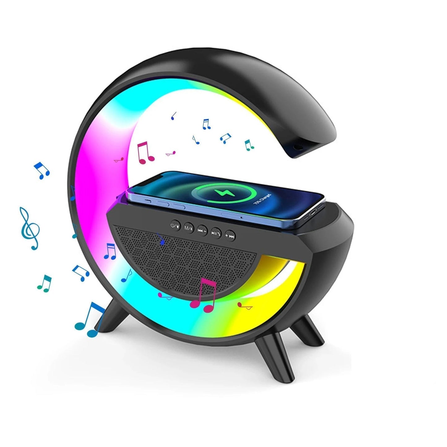 GlowHub - Multifuntionele Oplaadbare Speaker met Wekker en Sfeerlicht