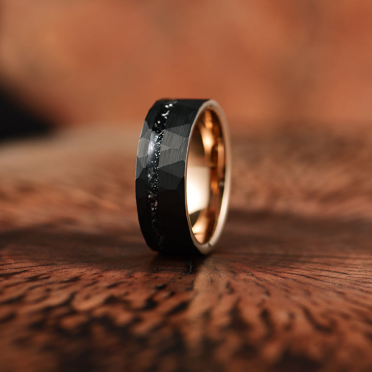 Ares - 8mm Black Tourmaline Tungsten Carbide Ring