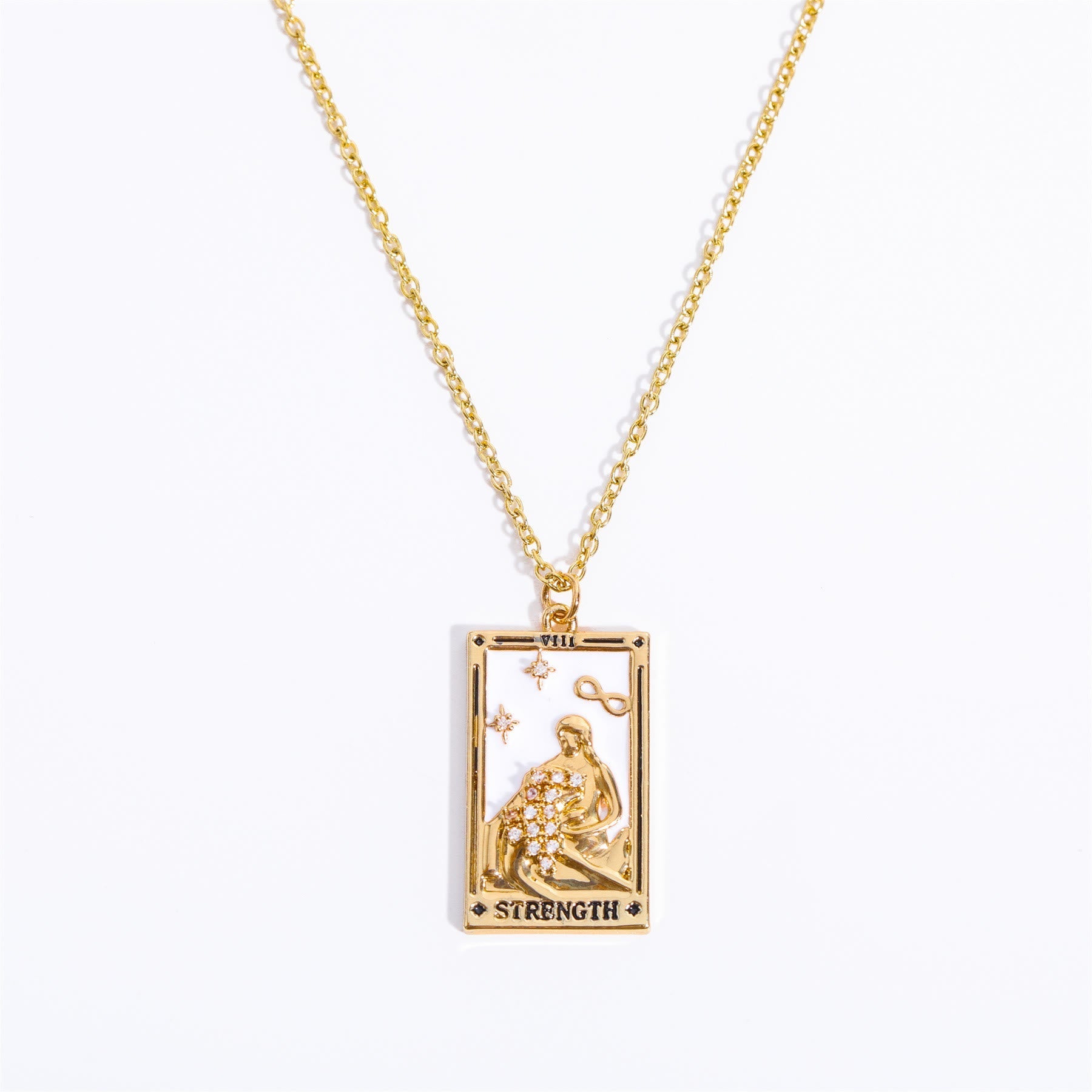 Elegante Amara Tarot Druppel Hanger Ketting met Zirkonia Vergulding