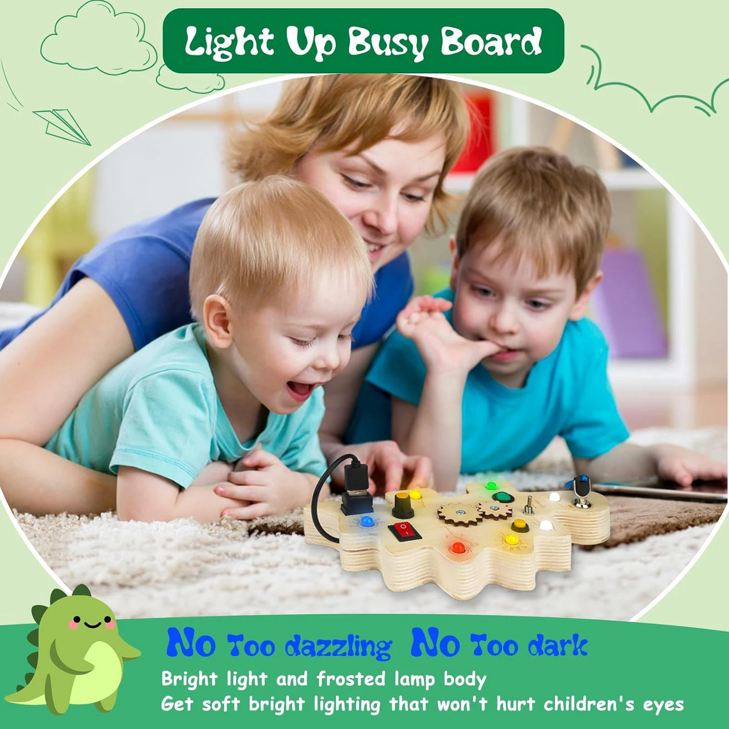 Creatief Dino Prikbord & Busy Board - Voor Peuters van 2-4 Jaar