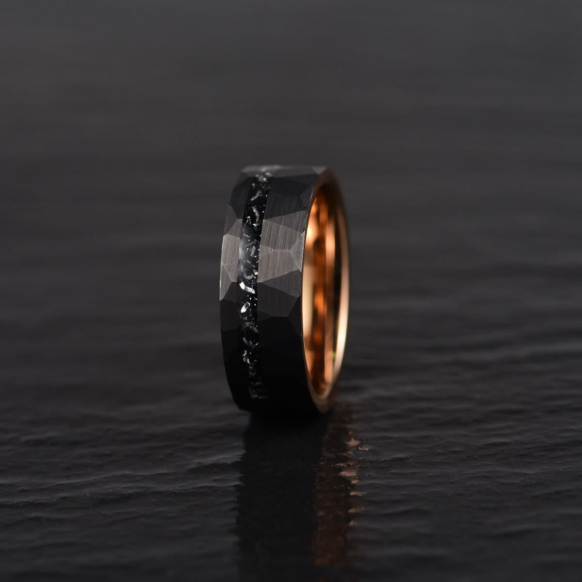 Ares - 8mm Black Tourmaline Tungsten Carbide Ring