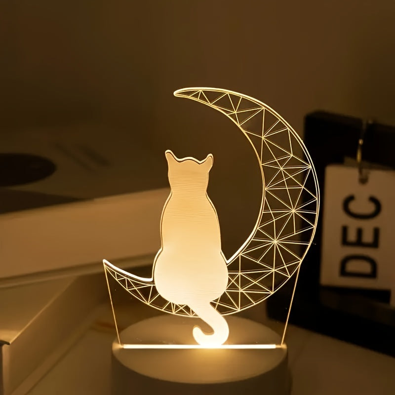 MoonGlow Lamp - 3D Kat Tafelverlichting USB