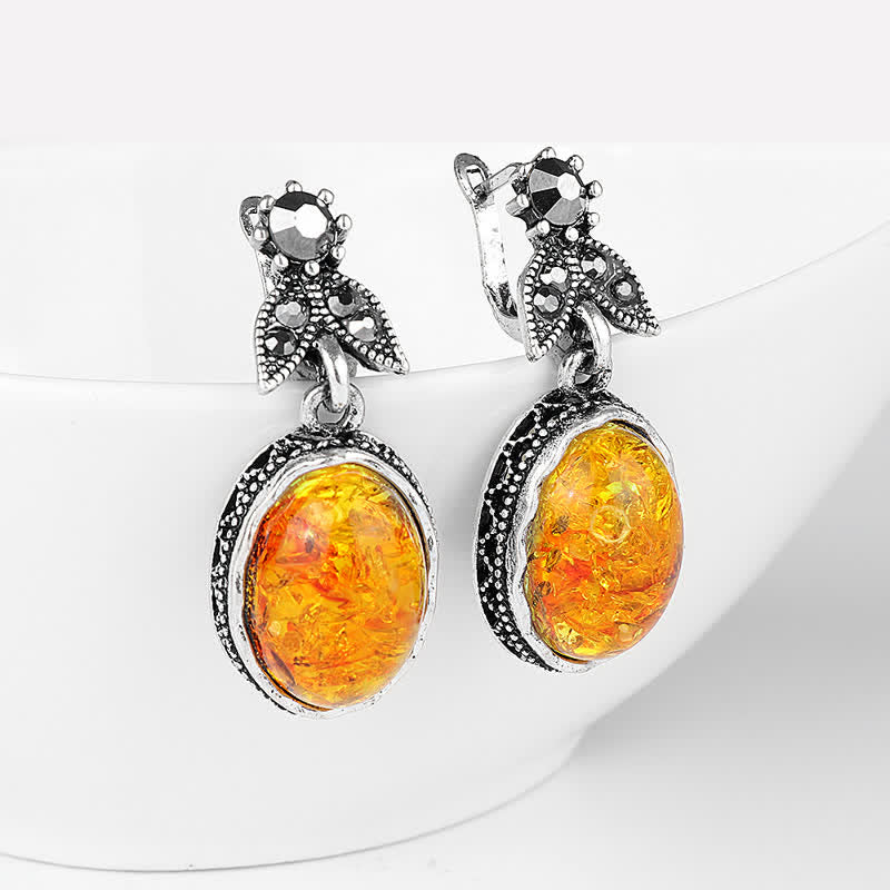 Nora's Vintage Floral Amber Earrings