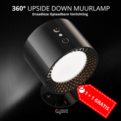 360° Updown Muurlamp - Draadloze Oplaadbare Muurlamp