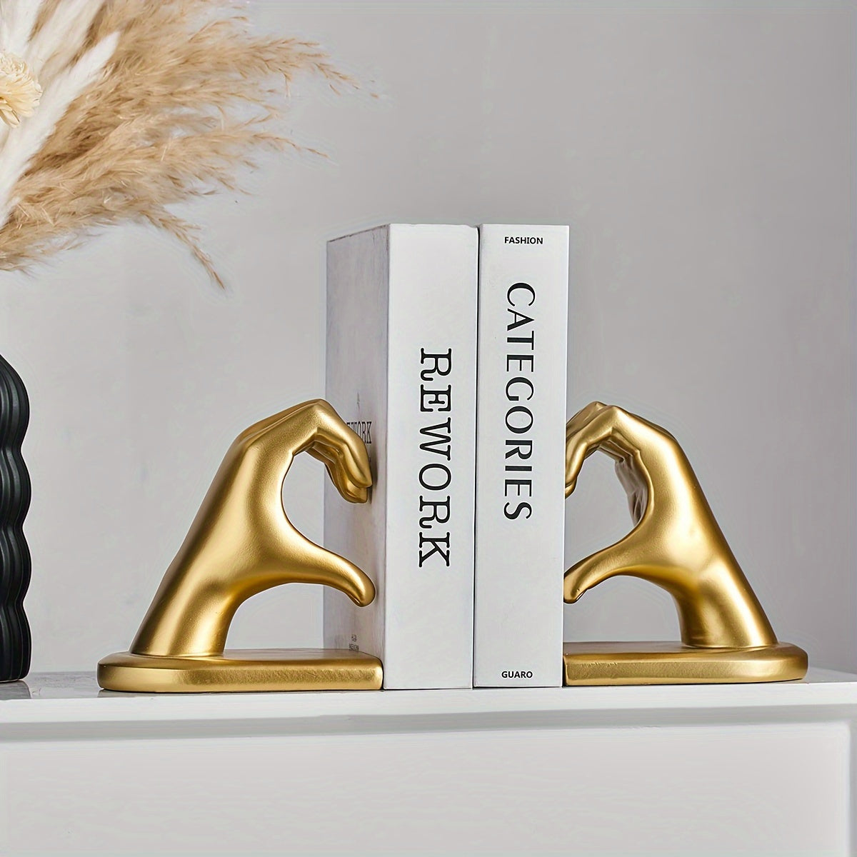 Chic Heart Support - Moderne Finger Boekensteunen in Goud