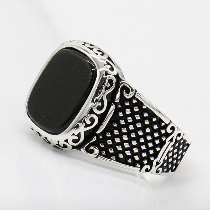 Elegante Zwarte Onyx en Zilveren Ring voor de Moderne Man - Max