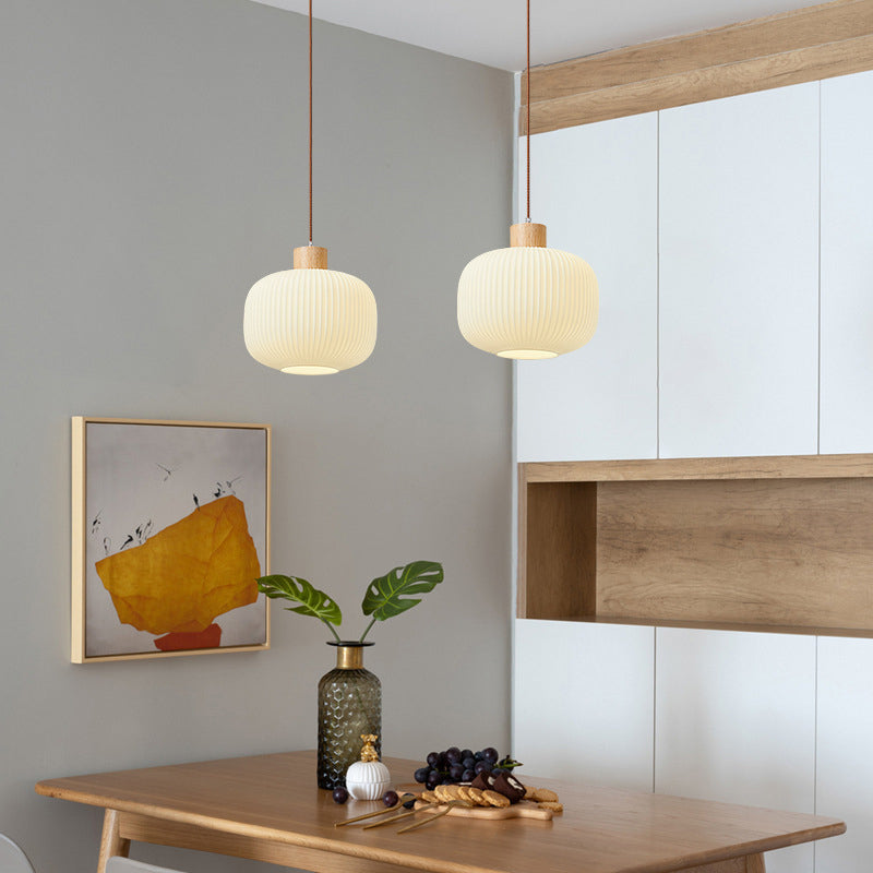 VintageLight - Stijlvolle Houten en Glazen Hanglamp