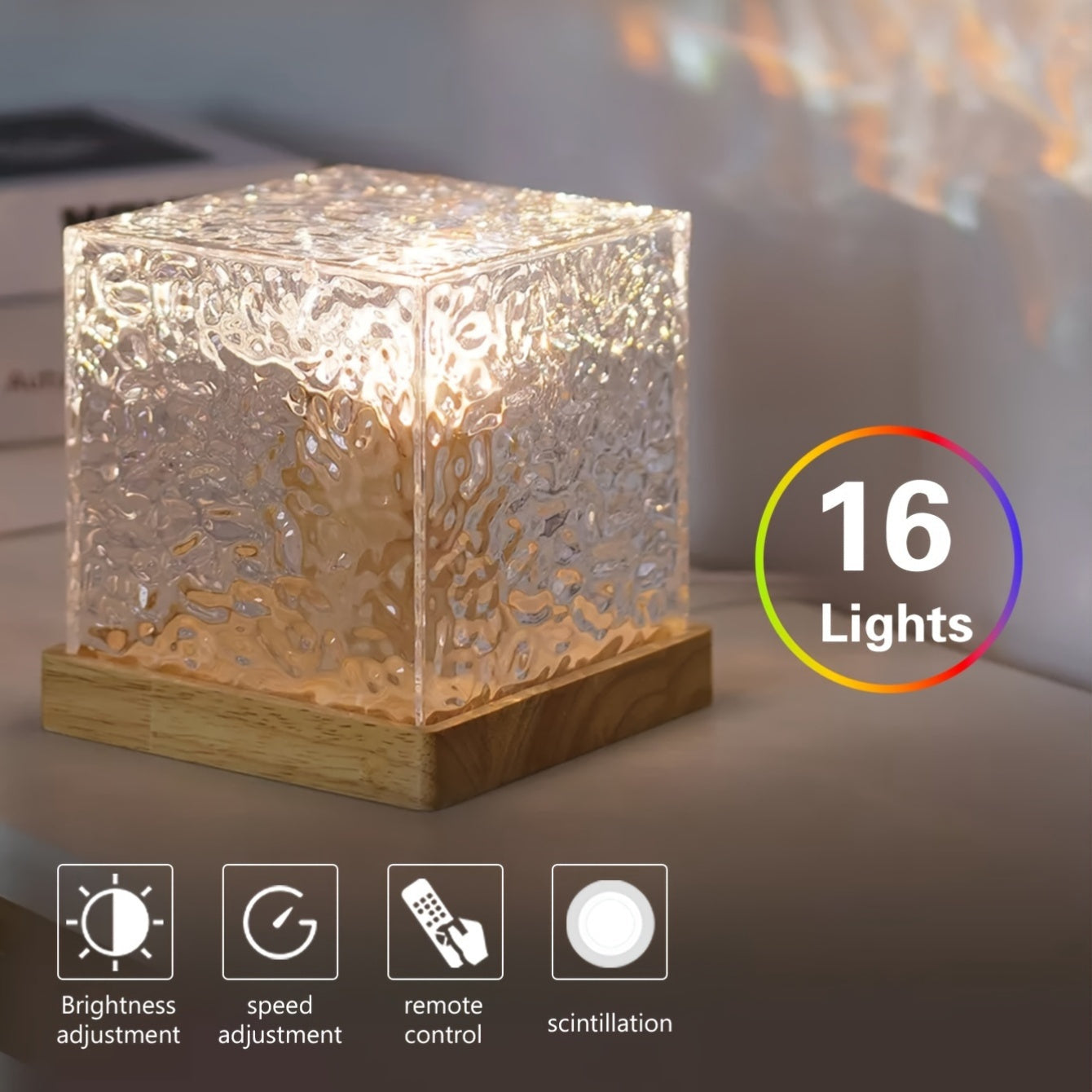 OceanWave - LED Nachtlamp met 16 Kleuren en Golfeffect