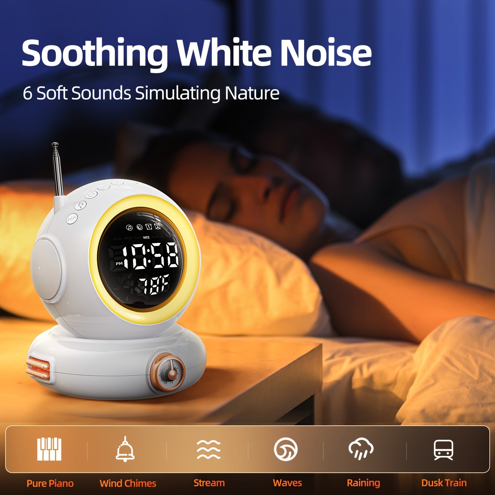 LunaRise - Wake-up Light met Bluetooth Speaker en FM Radio