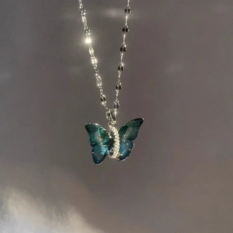 Elegant Elina Blue Butterfly Necklace