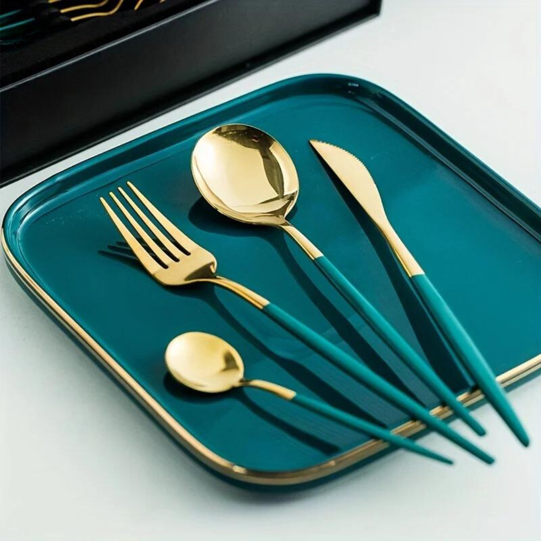 Gouden Bestekset Luxe – 24-Delig Voor Stijlvolle Dinerervaring