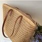 SummerBreeze Tote - Stijlvolle Rieten Tas met Leren Handvatten