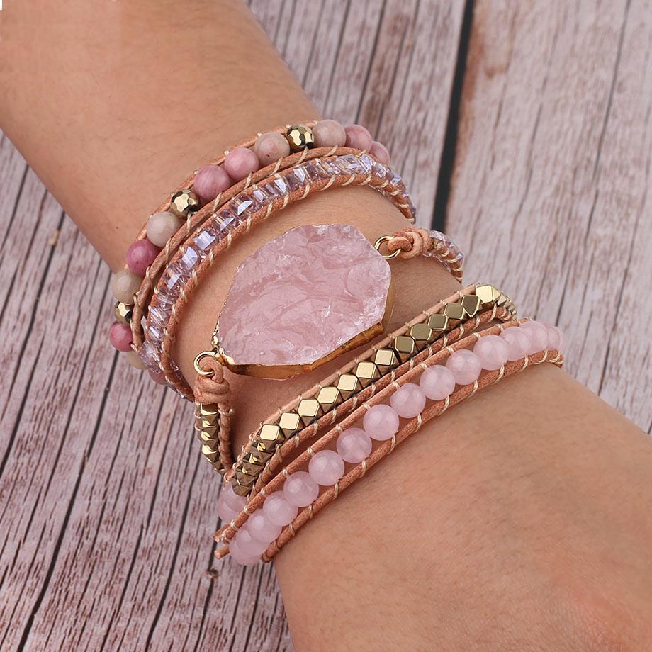 Amoria Bracelet – Elegante Gouden Rozenkwarts Armcandy