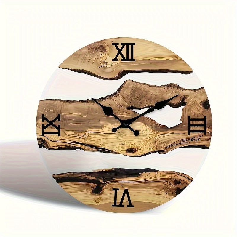 RustiqueClock – Natuurlijke Acryl Wandklok met Houtlook