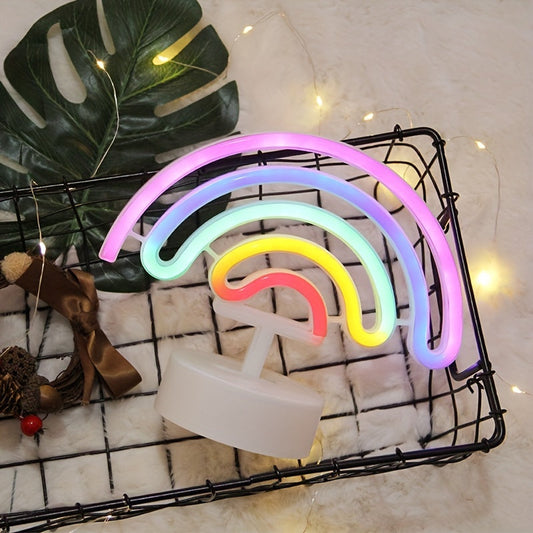 RainbowGlow – Moderne Neonregenboog met Designvoet