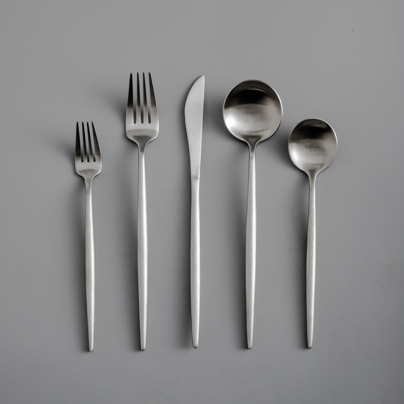 Minimalistisch Luxe Bestekset – 20-delig, Titanium & Roestvrij Staal