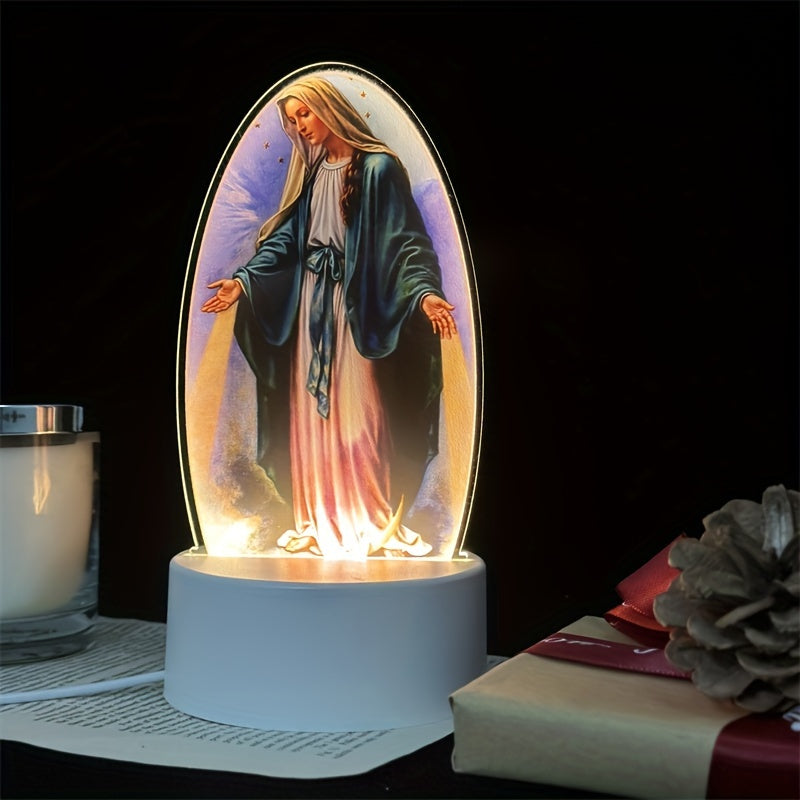 DivineGlow Nightlight - LED Maagd Maria met Acryl