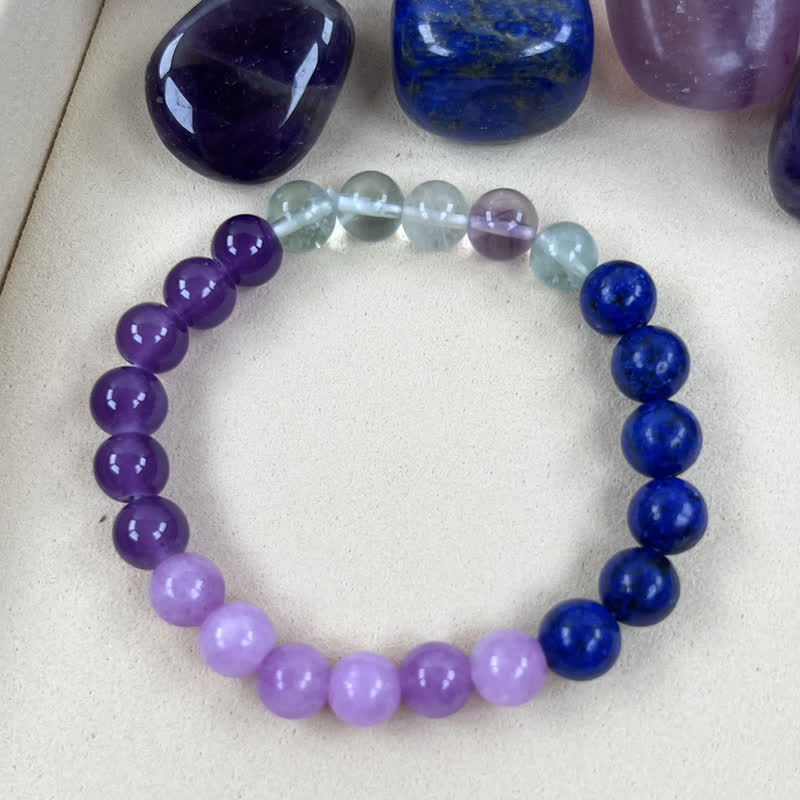 Aurora Anti-Anxiety Bracelet with Amethyst, Lepidolite, and Lapis Lazuli