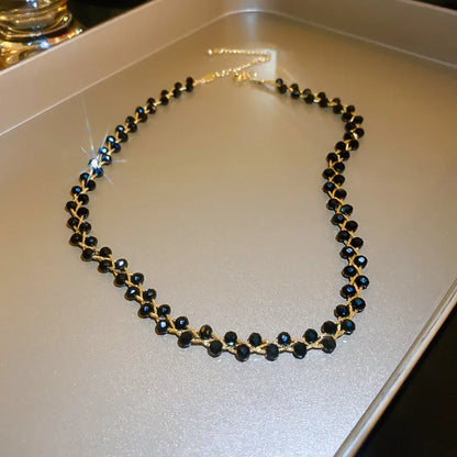 Elegant Dubbele Ketting met Kristallen en Parels - Amira