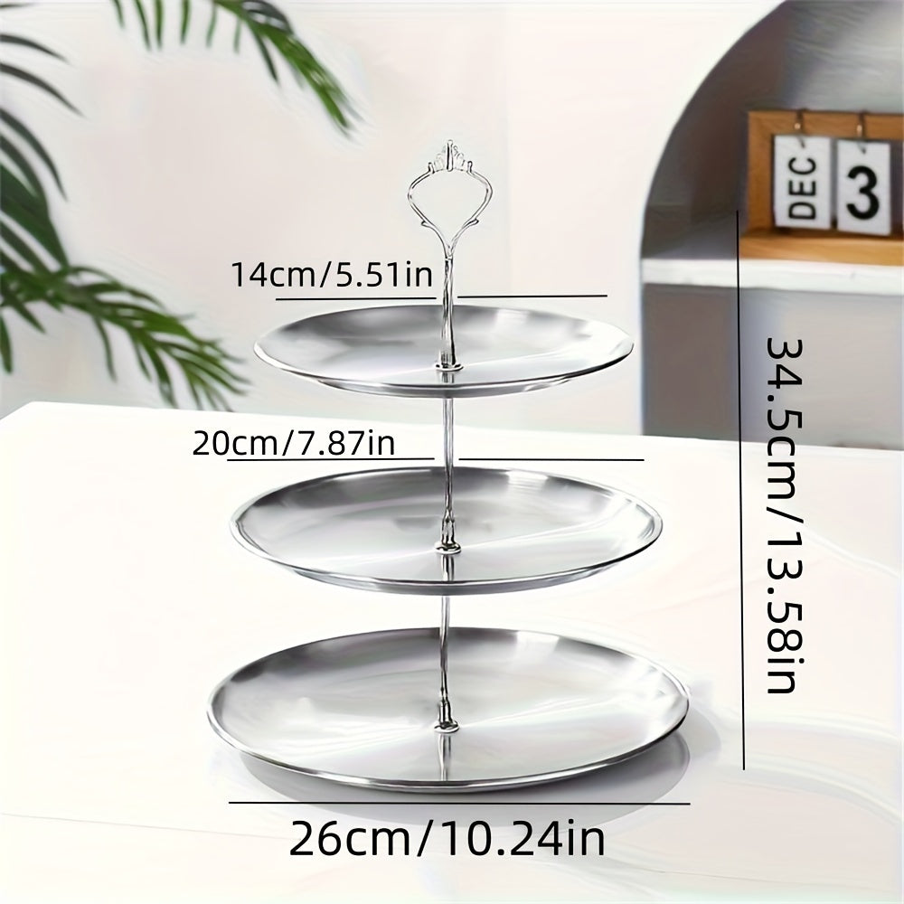 SteelTower - Elegante Drievoudige Serveerschaal voor Feestjes