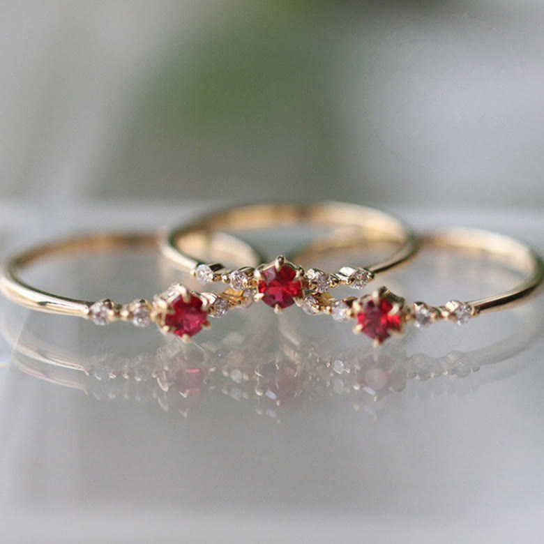 Elara 18K Gold Garnet Stone Ring - A Touch of Elegance