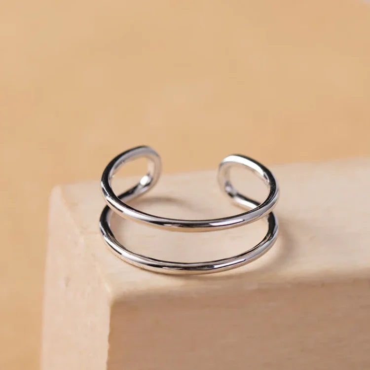 Verstelbare Dubbele Lijnen Ring - Elegant Lina Design