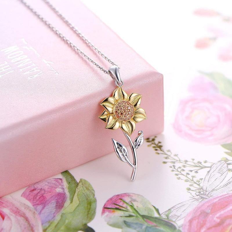 Elegante Zonnebloem Ketting van Zilvergoud