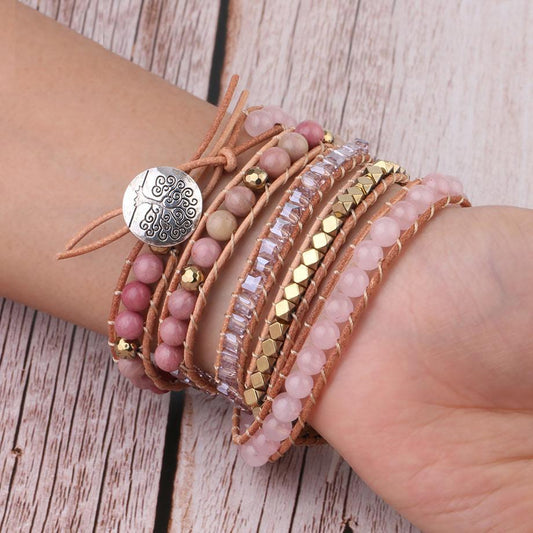Amoria Bracelet – Elegante Gouden Rozenkwarts Armcandy