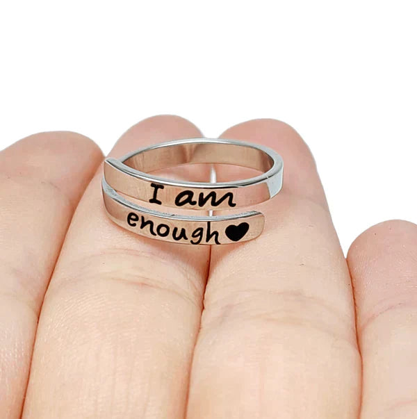 Empower Yourself with the "I Am Enough" Silver Ring | Boost Your Confidence and Strength