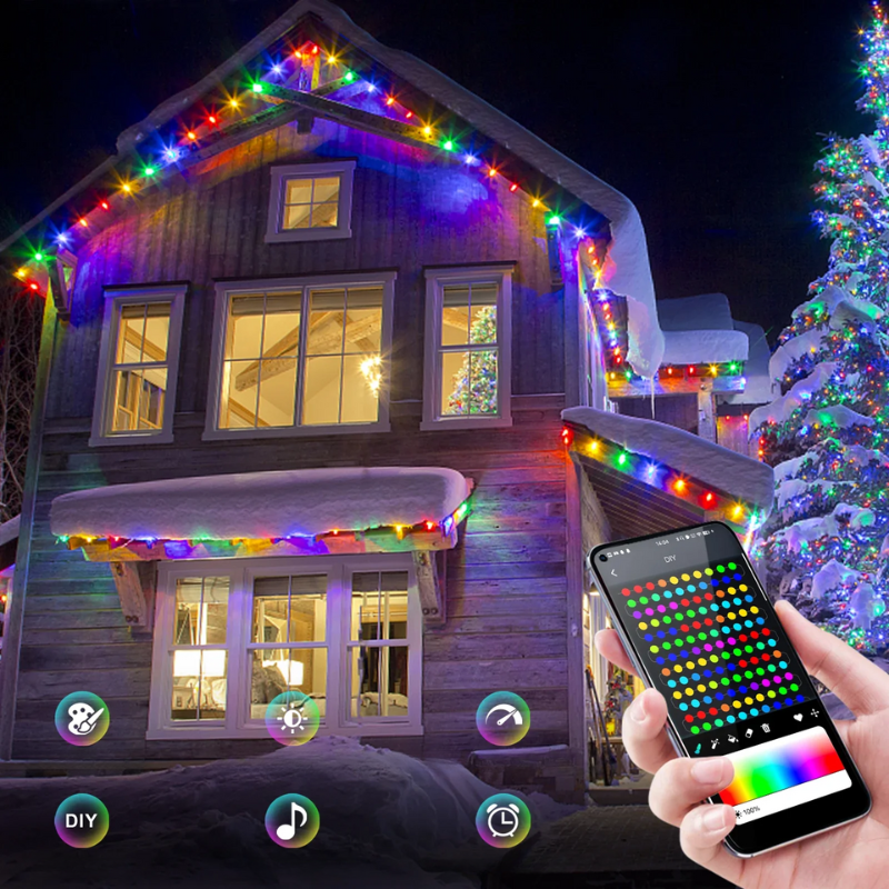 TwinkleGlow Kerstverlichting - Magische RGBIC Slingerlichten voor Feesten