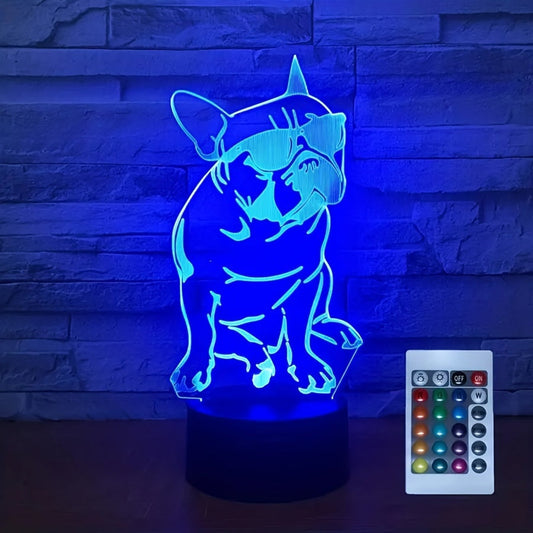 DecoBulldog - 3D Franse Bulldog Lamp met Kleuren