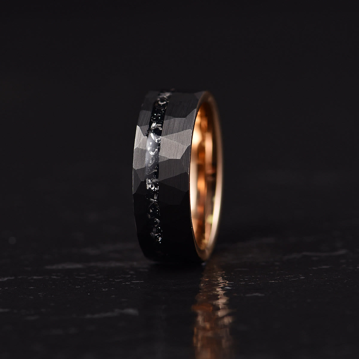 Ares - 8mm Black Tourmaline Tungsten Carbide Ring