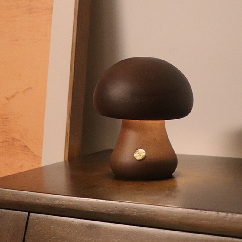 Mushroomlight - Draadloze Houten Paddenstoel LED Nachtlampje