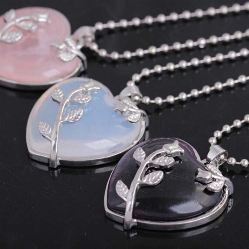 Elegante Hartvormige Rozenkwarts Halsketting - Amara Collection