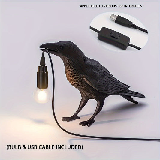 RavenLicht Lamp - Elegante Raaf Tafellamp met USB